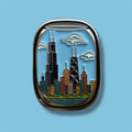 Chicago Skyline Pin: Cityscape Souvenir, Travel Gift